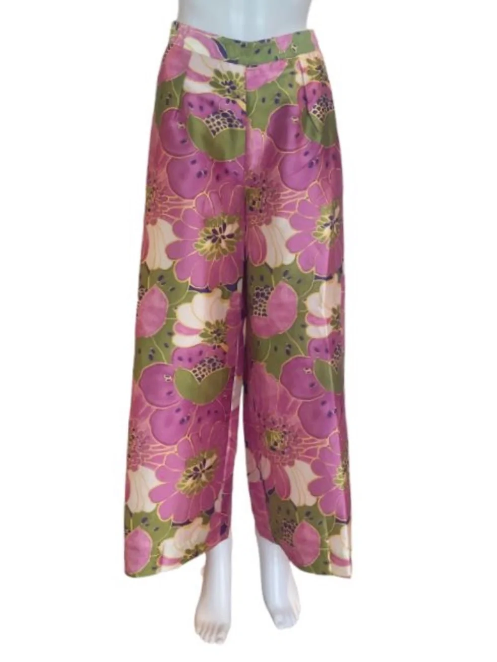 Frances Valentine African Daisy Palazzo Pants Wide Leg Floral Size 8 - Picture 2 of 5